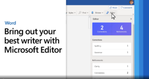 Screenshot of video about Microsoft editor