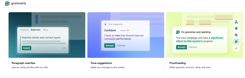 Screenshot of the grammarly website homepage