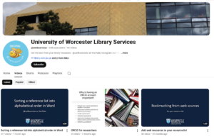 Screenshot of Library YouTube home page.